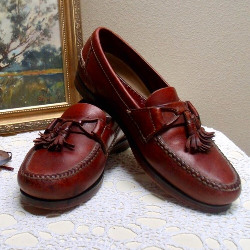 Johnston & Murphy Vintage "Passport" Brown Tassel Loafers Sz 10 D